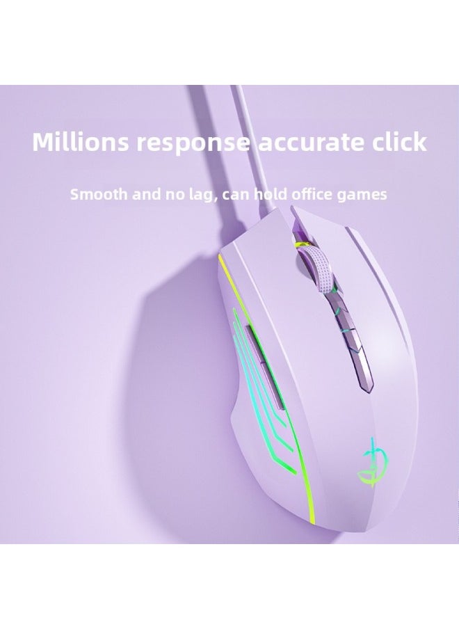 Mouse Wired Mute With Side Game Machine Notebook Universal Usb Special Key Office Desktop Computer E-sports-Color:Upgraded Version 7-key-rgb Light-3200dpi-crack Blue