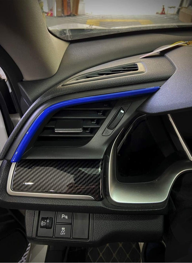 KASTWAVE 10th Gen Civic 2pcs Center Consoles Stickers, Air Vent Trims Dash Board Panel Strips Decals for Honda Civic Sedan Hatchback Coupe 2021 2020 2019 2018 2017 2016 - Image 2
