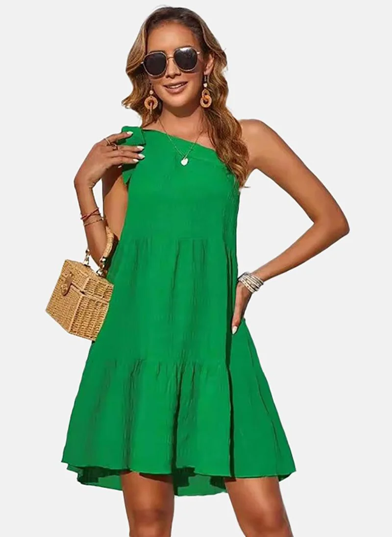 YUNIQEE Women One Shoulder Flared A-Line Dress