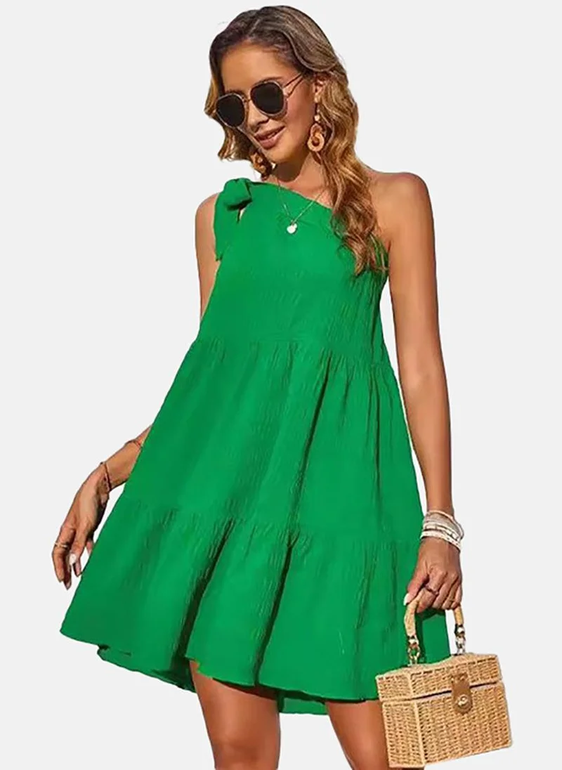YUNIQEE Women One Shoulder Flared A-Line Dress