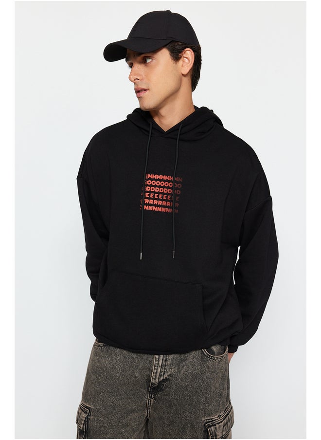 Black Men's Oversized Hooded Labyrinth Printed Sweatshirt with a Soft Pile inside. - pzsku/Z3CF5CD5AFCDEF40515A2Z/45/_/1706514435/c24cf256-5140-49b7-98f8-d47e5f05638e