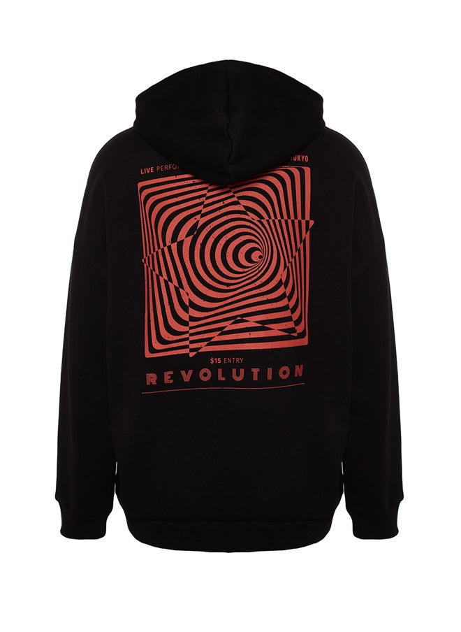 Black Men's Oversized Hooded Labyrinth Printed Sweatshirt with a Soft Pile inside. - pzsku/Z3CF5CD5AFCDEF40515A2Z/45/_/1706514446/a97d5b2f-f170-4502-a98c-8c662f9e86ab