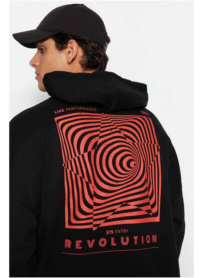 Black Men's Oversized Hooded Labyrinth Printed Sweatshirt with a Soft Pile inside. - pzsku/Z3CF5CD5AFCDEF40515A2Z/45/_/1706514454/22436a55-61ee-46e5-9e47-600a99544a75