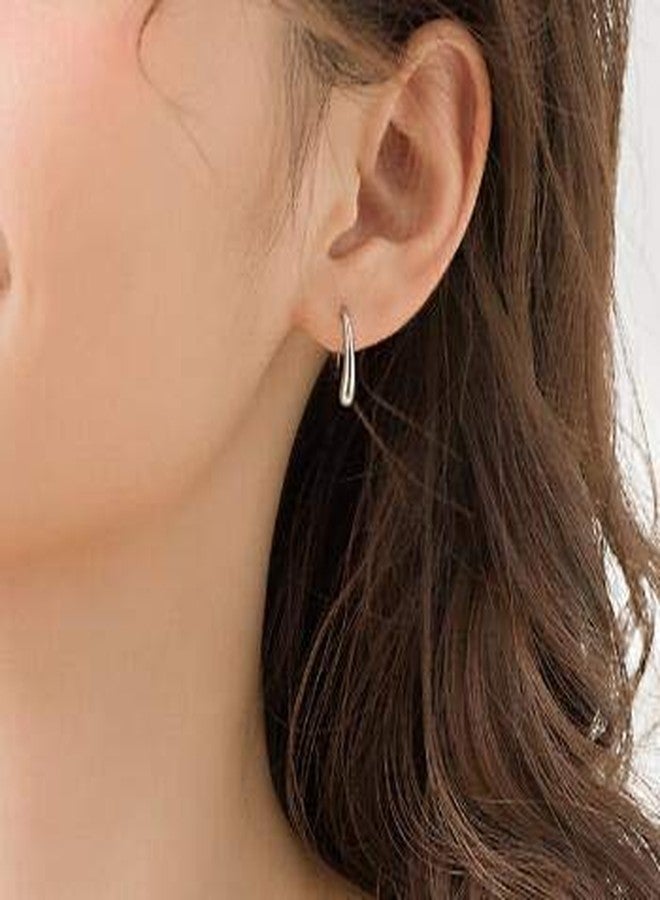 AMBESTEE Women Fashion Teardrop Back Earrings,Small Sterling Sliver Plated Classic Dangle Hoop Earring Thread Drop Earrings - Image 4