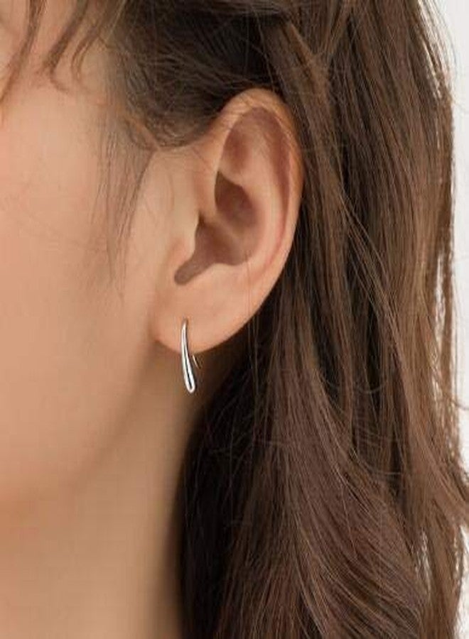 AMBESTEE Women Fashion Teardrop Back Earrings,Small Sterling Sliver Plated Classic Dangle Hoop Earring Thread Drop Earrings - Image 3