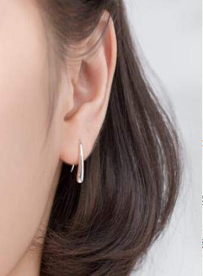 AMBESTEE Women Fashion Teardrop Back Earrings,Small Sterling Sliver Plated Classic Dangle Hoop Earring Thread Drop Earrings - Image 5