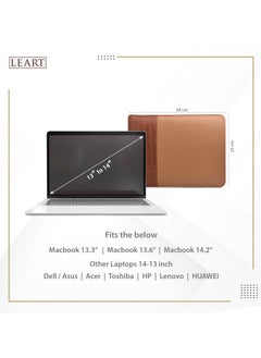 LeArt Leather Laptop Sleeve 13-14 Inch | Waterproof Cover for MacBook Air/Pro, Dell, HP, Lenovo, Chromebook | Men's & Women's Laptop Sleeve | Laptop Case (Caramel)  - Image 5