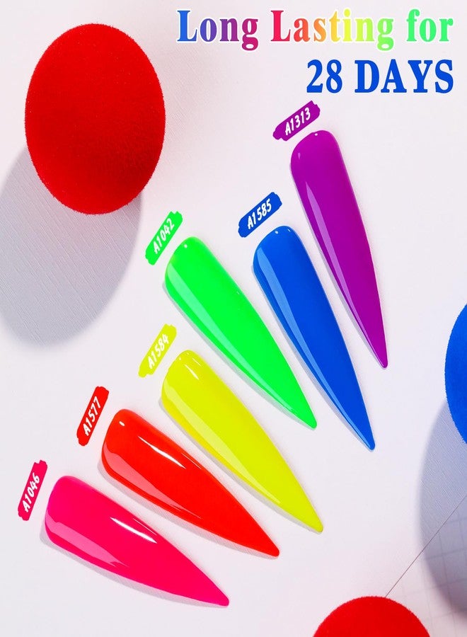 Double Rhythm مجموعة طلاء أظافر جل 6 قطع 15 مل بنفس اللون بنفس الزجاجة مجموعة طلاء جل قابلة للإزالة فن الأظافر صالون العناية بالأظافر افعلها بنفسك في المنزل للنساء (أخضر نيون أحمر وردي أزرق بنفسجي-T6-12) - Image 4