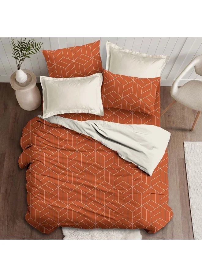 DANUBE HOME Plush-King Bed Comforter Set Of 4 Prism Rust 1 X Kb Comforter - 228X254 Cm; 1 X Fitted Sheet - 180X200+30 Cm; 2 X Pillow Case - 50X75 Cm