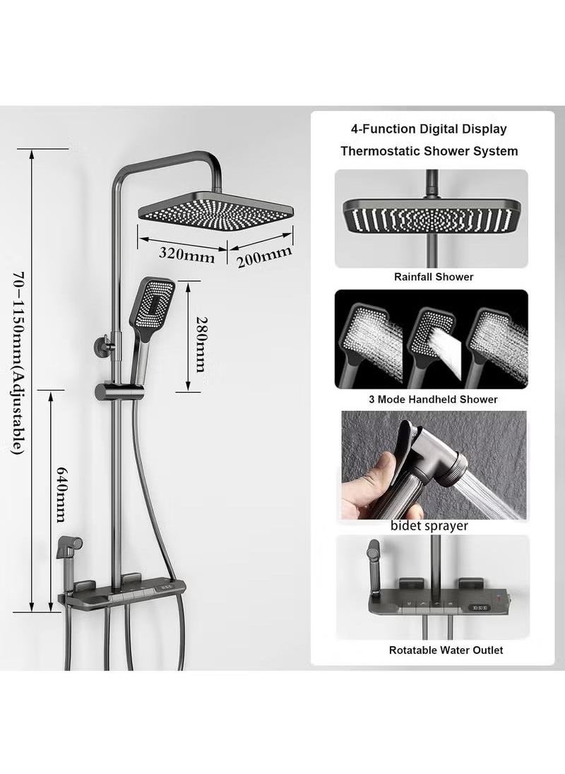 مجموعة دش مثبتة على الحائط مع شاشة رقمية LED بمفتاح بيانو و4 وظائف ودش علوي مقاس 12 بوصة ودش يدوي وصنابير حوض شلال وبخاخات بيديه باللون الرمادي الداكن - pzsku/Z3CF5F1B6991ACD6DFC59Z/45/_/1723518082/64994a1d-94f0-42b1-ab43-bb1bfcc30fc7