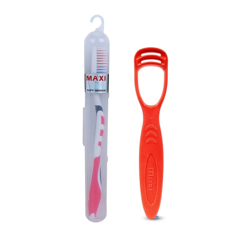 MAXI Oral Care Combo of 8-(4 Travel Packs) For You Toothbrush & (4 TC) 1 Number Tongue Cleaner - Image 3
