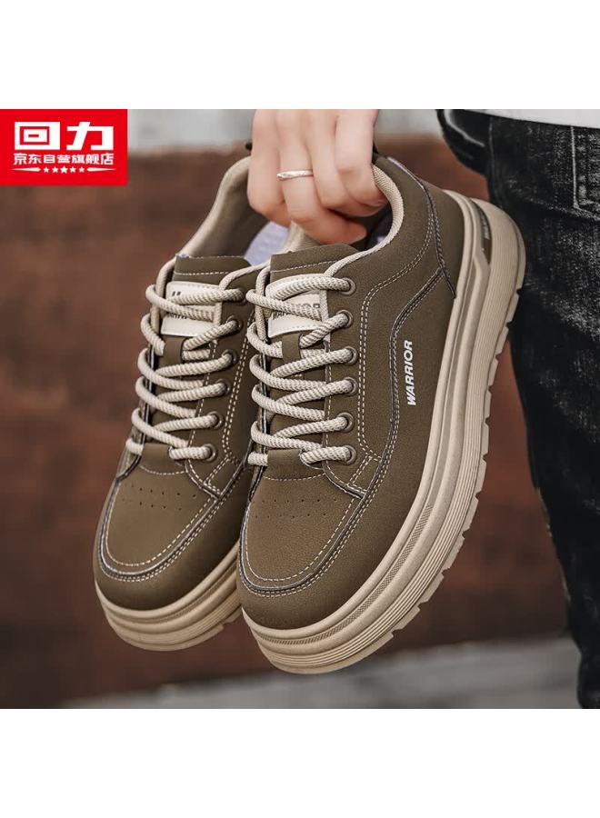 Warrior Men's Shoes Spring Thick-soled Retro Work Shoes Soft Sole Casual Versatile Sports Shoes Khaki Size 41