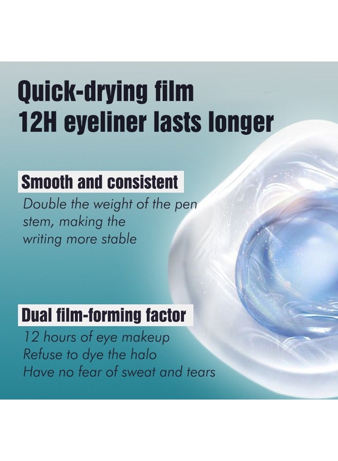 QIANXIU 2 in1 Waterproof-Classic Black Eyeliner pencil 2 in 1 Stamp Liner Professional Makeup Long Lasting Matte Finish Quick Smudge Proof Hyper Drying Resistant Stay All Day Waterline Winged Instant Result - Image 5