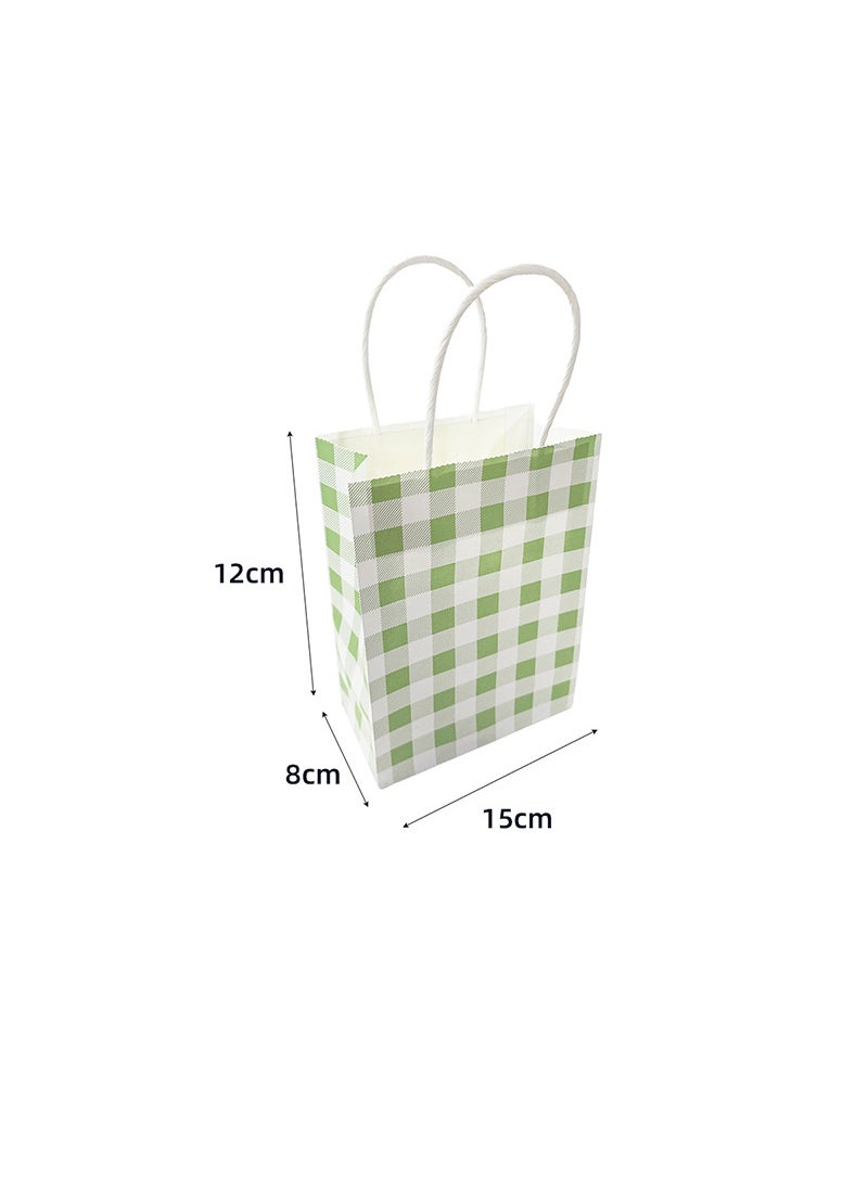 Generic Colorful Disposable Tableware Set for Parties Small size green checkered paper bags 10 