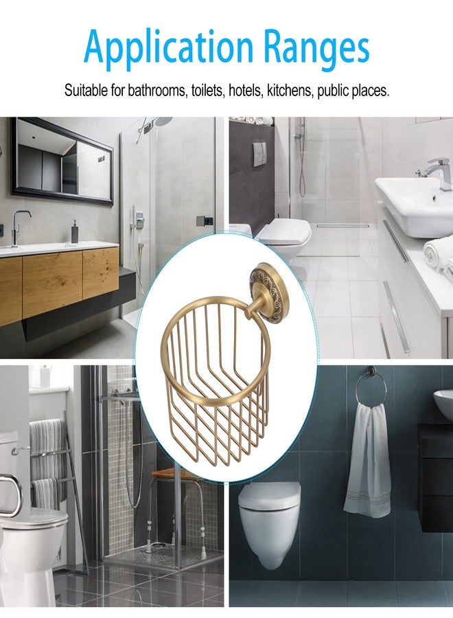 OUKENS Brass Antique Toilet Roll Holder, Stable Wall Mount Paper Towel Rack, Metal Toilet Paper Holder Stand Tissue Paper Roll Dispenser for Bathroom - Image 3