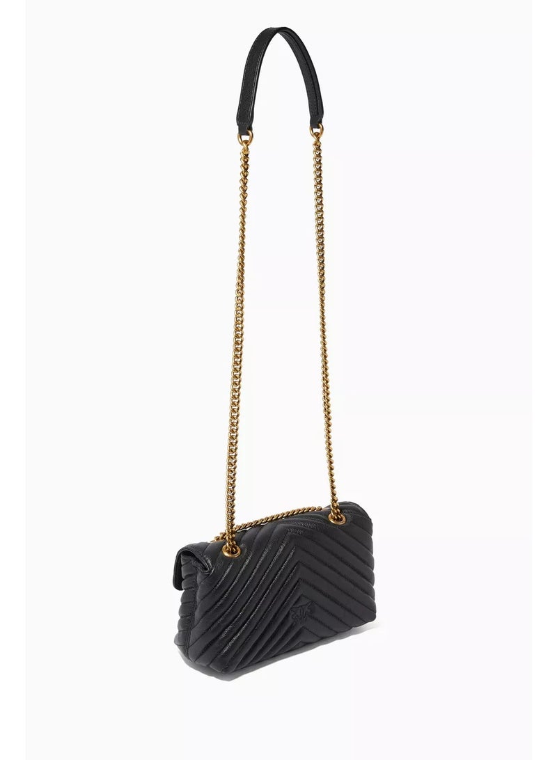 PINKO Women's Black Leather Shoulder & Crossbody Bag – Love Birds Buckle with Decorative Charm Design - Image 2
