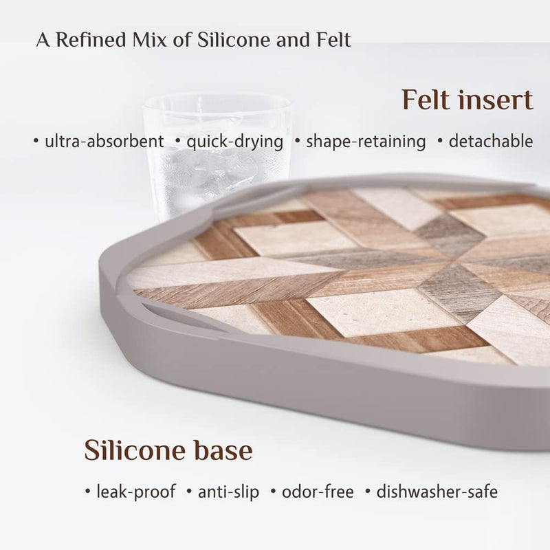 UMIRRO Absorbent Felt Coasters for Drinks, Rustic Farmhouse Cup Coaster for Coffee Table Decor, Small Unique Birthday Gift Ideas for Men, Dad, Him, Women Mom, Her, 4", Brown, Set of 4 - Image 3