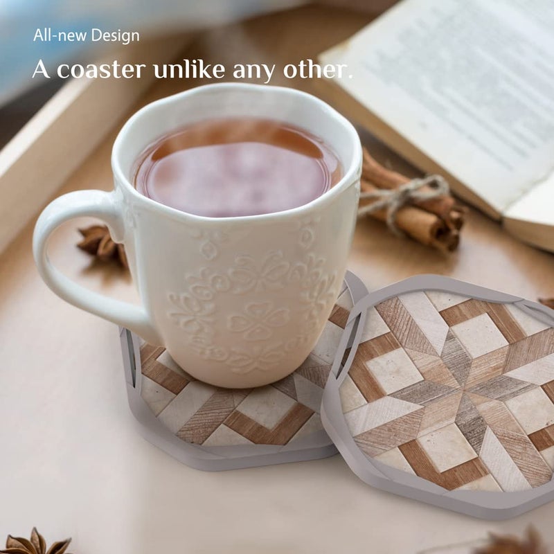 UMIRRO Absorbent Felt Coasters for Drinks, Rustic Farmhouse Cup Coaster for Coffee Table Decor, Small Unique Birthday Gift Ideas for Men, Dad, Him, Women Mom, Her, 4", Brown, Set of 4 - Image 2