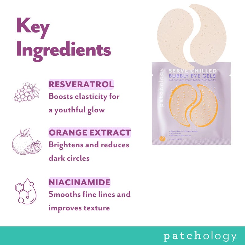 Patchology Serve Chilled Bubbly Eye Gels with Niacinamide, Hydrating Under Eye Patches with Niacinamide and Vitamin C, Under Eye Gel Pads with Gel Technology, Facial Skin Care Products - 5 Pairs - Image 5