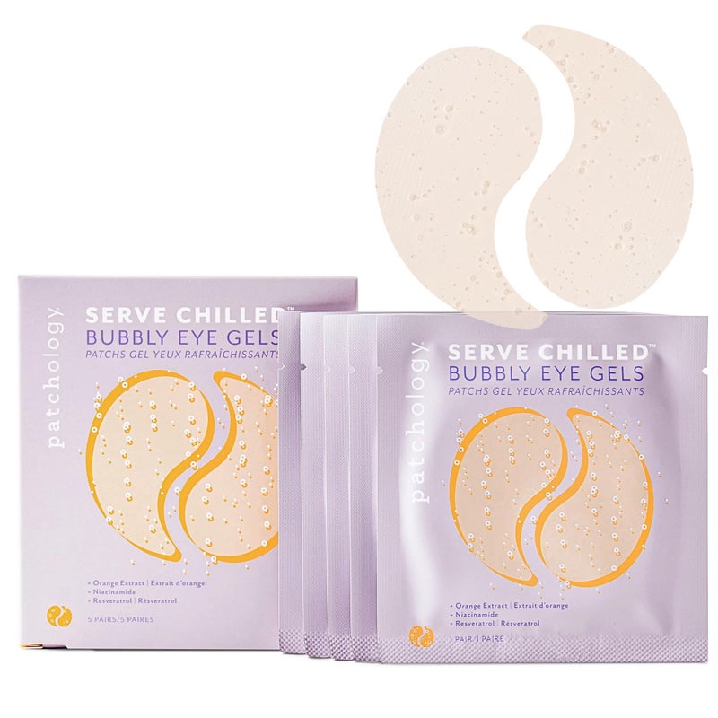 Patchology Serve Chilled Bubbly Eye Gels with Niacinamide, Hydrating Under Eye Patches with Niacinamide and Vitamin C, Under Eye Gel Pads with Gel Technology, Facial Skin Care Products - 5 Pairs - Image 1