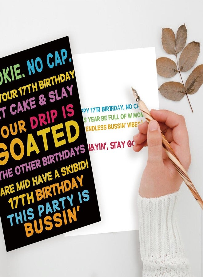 ICOOLYI Funny 17th Birthday Card for 17 Year Old Boys & Girls, Son, Daughter, Nephew or Niece ｜17th Birthday Gifts & Party Decorations with Gen Z Slang Humor - Image 4