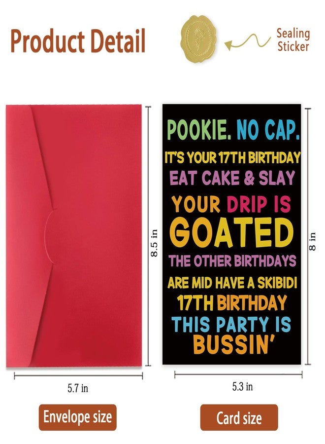 ICOOLYI Funny 17th Birthday Card for 17 Year Old Boys & Girls, Son, Daughter, Nephew or Niece ｜17th Birthday Gifts & Party Decorations with Gen Z Slang Humor - Image 2