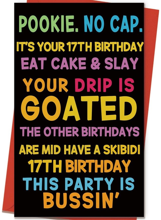 ICOOLYI Funny 17th Birthday Card for 17 Year Old Boys & Girls, Son, Daughter, Nephew or Niece ｜17th Birthday Gifts & Party Decorations with Gen Z Slang Humor - Image 1