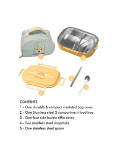 LITTLE SURPRISE BOX Cute Puppy Small Size Stainless Steel Lunch Box /Tiffin with Insulated Matching Lunch Bag stainless steel spoon and chopsticks for Kids & Adults  - Image 2