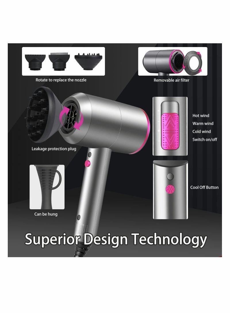 general Ionic Hairdryer, KASTWAVE Professional Hair Dryer 2000W Ionic Hairdryer with 1 Diffuser  2 Nozzles with 3 Heating 2 Speed and Cool on for Different Hairstyles Home Salon Travel Woman Man Kids - Image 3