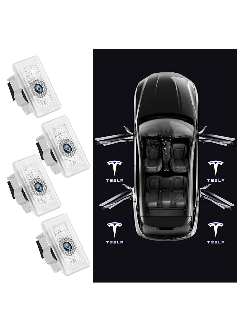 KASTWAVE - Car Door Lights Logo Projector Lights for Tesla, Ultra-Bright LED 3D Laser Ghost Shadow Light, Never Fade Welcome Step Courtesy Lights for Model 3 Y S X Accessories, Plug and Play 4pcs - Image 1