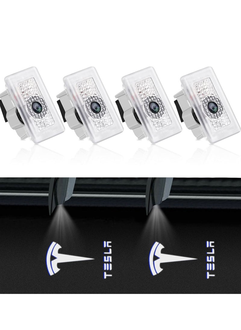 KASTWAVE - Car Door Lights Logo Projector Lights for Tesla, Ultra-Bright LED 3D Laser Ghost Shadow Light, Never Fade Welcome Step Courtesy Lights for Model 3 Y S X Accessories, Plug and Play 4pcs - Image 1