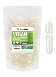 XPRS Nutra Size 2 Empty Capsules 1000 Clear Empty Vegan Capsules Vegetarian Empty Pill Capsules Diy Vegetable Capsule Filling Veggie Pill Capsules Empty Caps Pills  - Image 2