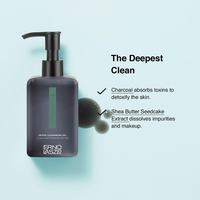Erno Laszlo Detox Cleansing Oil, Lightweight Facial Cleanser Helps Dissolve Makeup and Impurities with Charcoal and Shea Butter, Deep Cleansing Oil, 6.4 Fl Oz - Image 2
