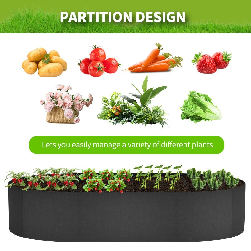 VZZNN 2 Pack Fabric Raised Garden Bed 6FTx3FTx1FT Plant Grow Bags Large Oval Garden Grow Bags Breathable Fabric Garden Bed Gardening Planting Container for Vegetables Potatoes Flowers Tomato,4 Grids+2 Grids - Image 5