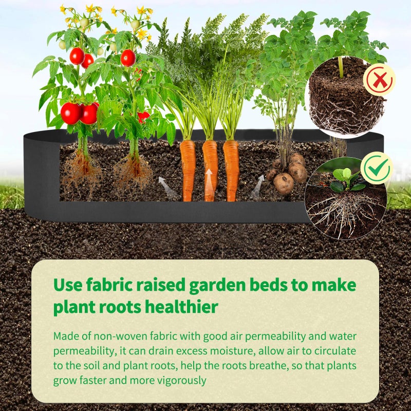 VZZNN 2 Pack Fabric Raised Garden Bed 6FTx3FTx1FT Plant Grow Bags Large Oval Garden Grow Bags Breathable Fabric Garden Bed Gardening Planting Container for Vegetables Potatoes Flowers Tomato,4 Grids+2 Grids - Image 3
