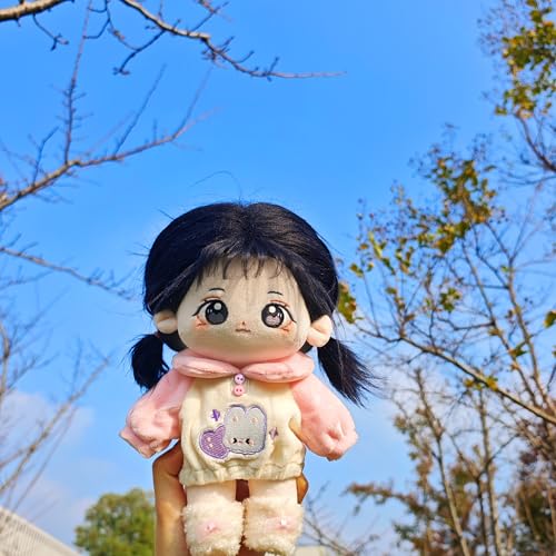 CALEMBOU Plush Doll, 20cm Cute Cotton Doll with Skeleton, Anime Plushies Soft Stuffed Dress Up Dolls, Kawaii Plush Toys Gift Come with Clothes (Doll&Clothes-Doufu-B) - Image 4