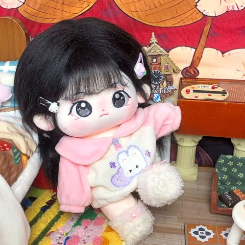 CALEMBOU Plush Doll, 20cm Cute Cotton Doll with Skeleton, Anime Plushies Soft Stuffed Dress Up Dolls, Kawaii Plush Toys Gift Come with Clothes (Doll&Clothes-Doufu-B) - Image 5