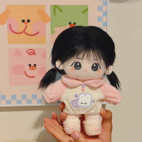 CALEMBOU Plush Doll, 20cm Cute Cotton Doll with Skeleton, Anime Plushies Soft Stuffed Dress Up Dolls, Kawaii Plush Toys Gift Come with Clothes (Doll&Clothes-Doufu-B) - Image 2