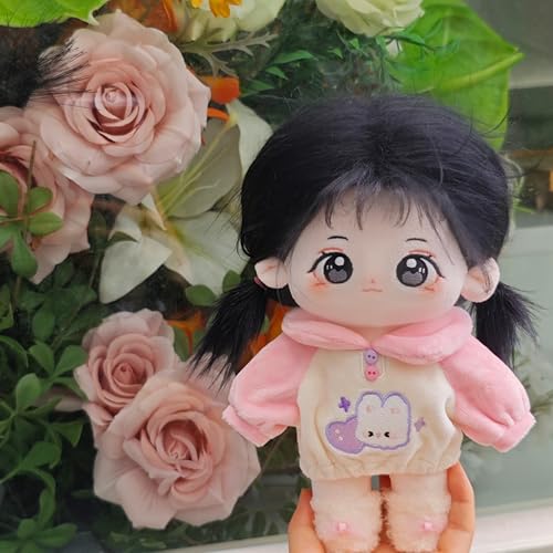 CALEMBOU Plush Doll, 20cm Cute Cotton Doll with Skeleton, Anime Plushies Soft Stuffed Dress Up Dolls, Kawaii Plush Toys Gift Come with Clothes (Doll&Clothes-Doufu-B) - Image 3