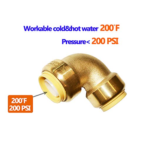 HQMPC Pex Fitting 1/2" Pex Fittings PushFit Elbow 90-Degree Fitting 1/2" Elbow Push-to-Connect Plumbing Fittingg for Copper, PEX, CPVC 2pcs - Image 5