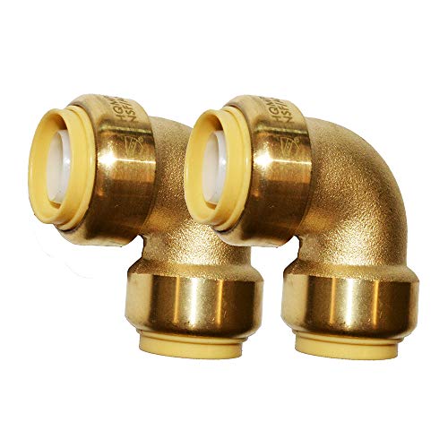 HQMPC Pex Fitting 1/2" Pex Fittings PushFit Elbow 90-Degree Fitting 1/2" Elbow Push-to-Connect Plumbing Fittingg for Copper, PEX, CPVC 2pcs - Image 1