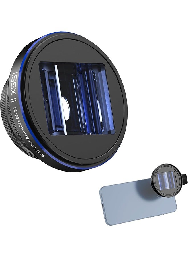NEEWER PRO 1.55x Anamorphic Phone Lens with Blue Flare, 17mm Lens Clamp and 72mm Lens Filter Adapter Ring, Compatible with iPhone Samsung, Cinematic Wide Screen and Pro Video Effects, LS-43 PRO - Image 1