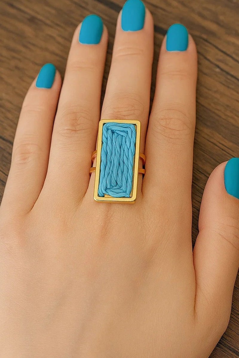 Vbranda A modern rectangular design ring with standout details rust-resistant. 