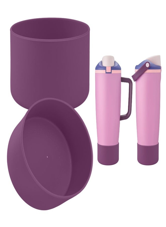 BKBY 2PCS Silicone Boot Compatible with Owala 30oz & 40oz FreeSip Sway Bottles & Tumblers, Protective Anti-Slip Bottom Cover Sleeve for Freesip Sway Tumbler (Eggplant Purple) - Image 1