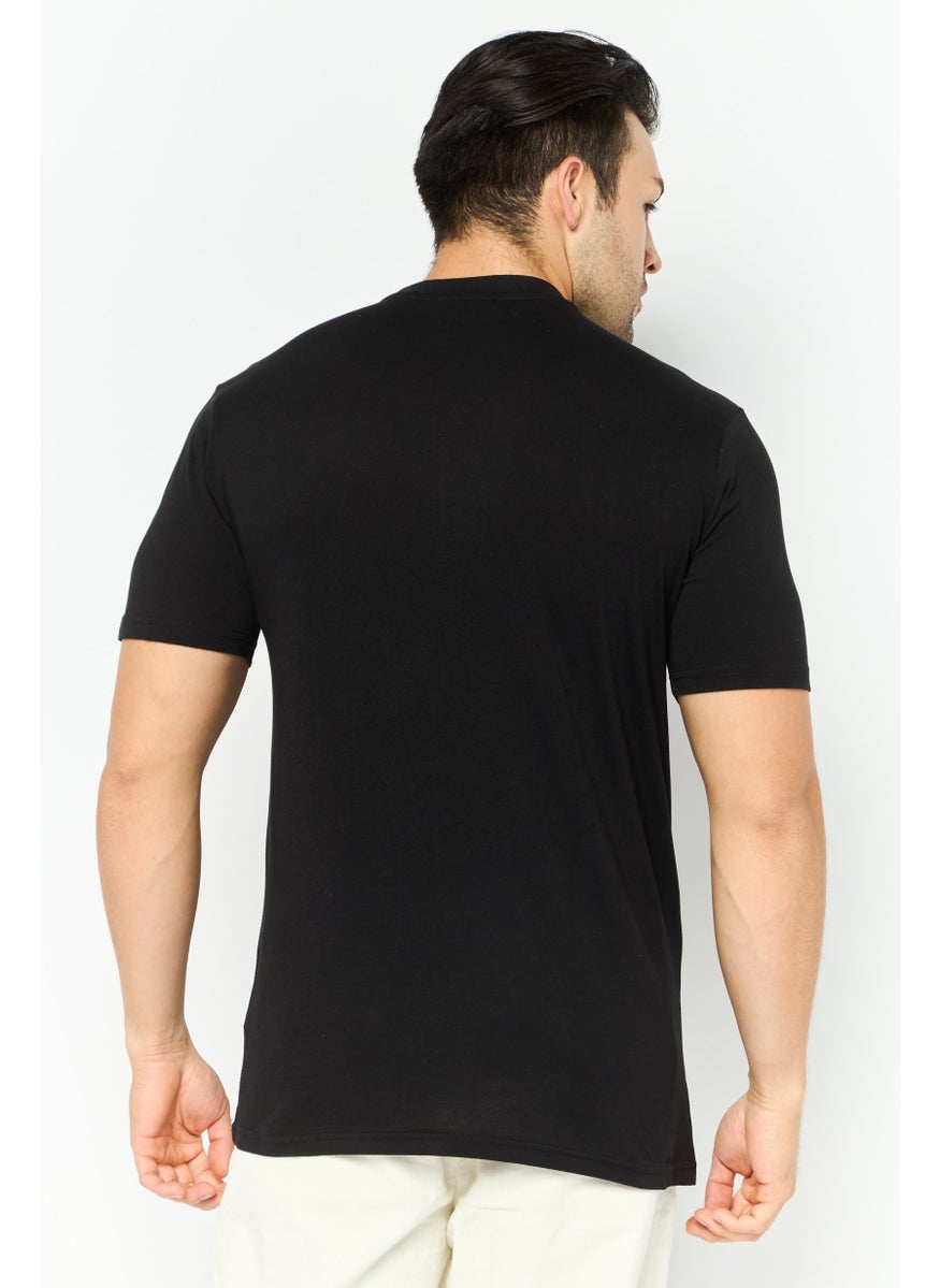 Cavalli Class Men Round Neck Short Sleeve Graphic Print T-Shirt, Black Combo  - Image 2
