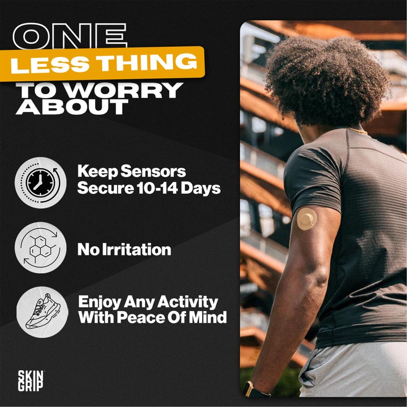 Skin Grip Freestyle Libre 3 Sensor Covers-Waterproof & Sweatproof Adhesive Patches for 10-15 Days (Not for Libre2), Pre-Cut CGM Diabetic Sensors Cover, Compatible with Instinct Sensors- 20 Pack, Tan - Image 3