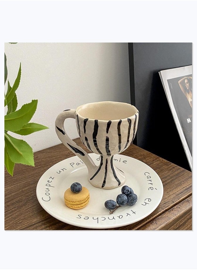 Generic Retro Style Ceramic Coffee Cup, Zebra-Stripe Ceramic Mug Suitable For Coffee,Tea,Beverage,Water 280ML  - Image 4