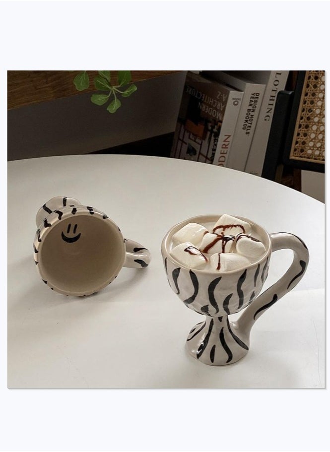 Generic Retro Style Ceramic Coffee Cup, Zebra-Stripe Ceramic Mug Suitable For Coffee,Tea,Beverage,Water 280ML  - Image 1