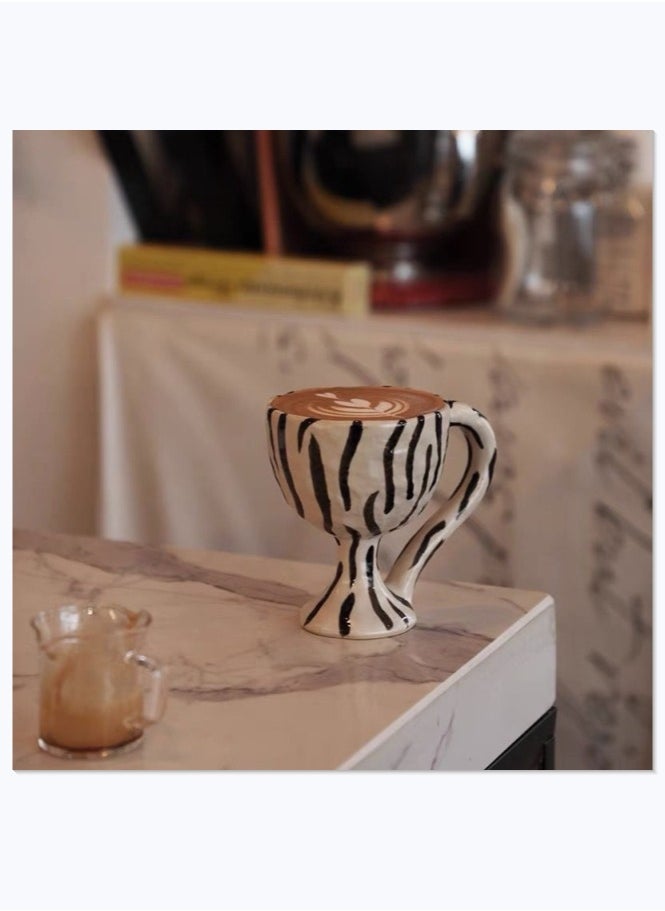 Generic Retro Style Ceramic Coffee Cup, Zebra-Stripe Ceramic Mug Suitable For Coffee,Tea,Beverage,Water 280ML  - Image 3