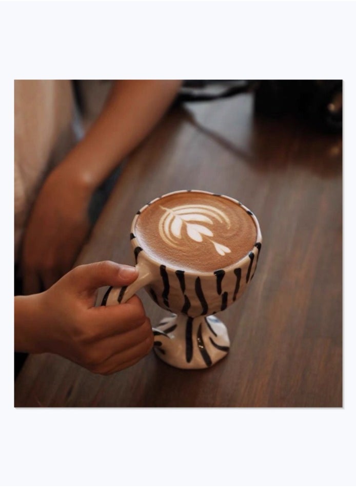 Generic Retro Style Ceramic Coffee Cup, Zebra-Stripe Ceramic Mug Suitable For Coffee,Tea,Beverage,Water 280ML  - Image 2